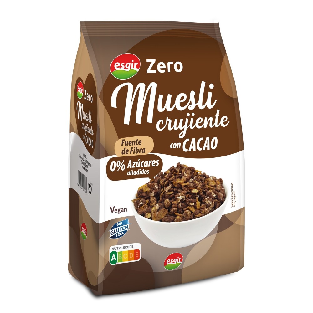 Muesli crujiente ZERO Cacao 300 g - Sin gluten - Esgir