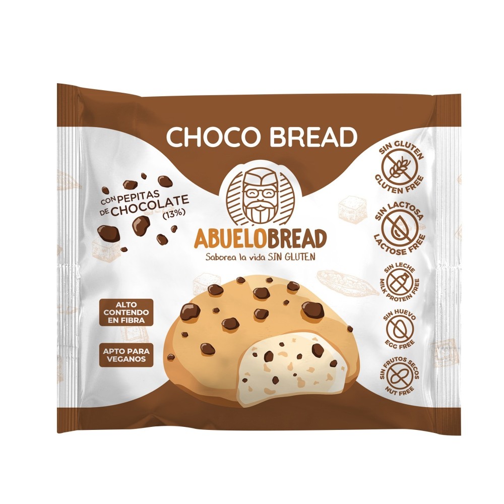 Bollo con Pepitas de Chocolate 60 grs. Sin gluten - AbueloBread