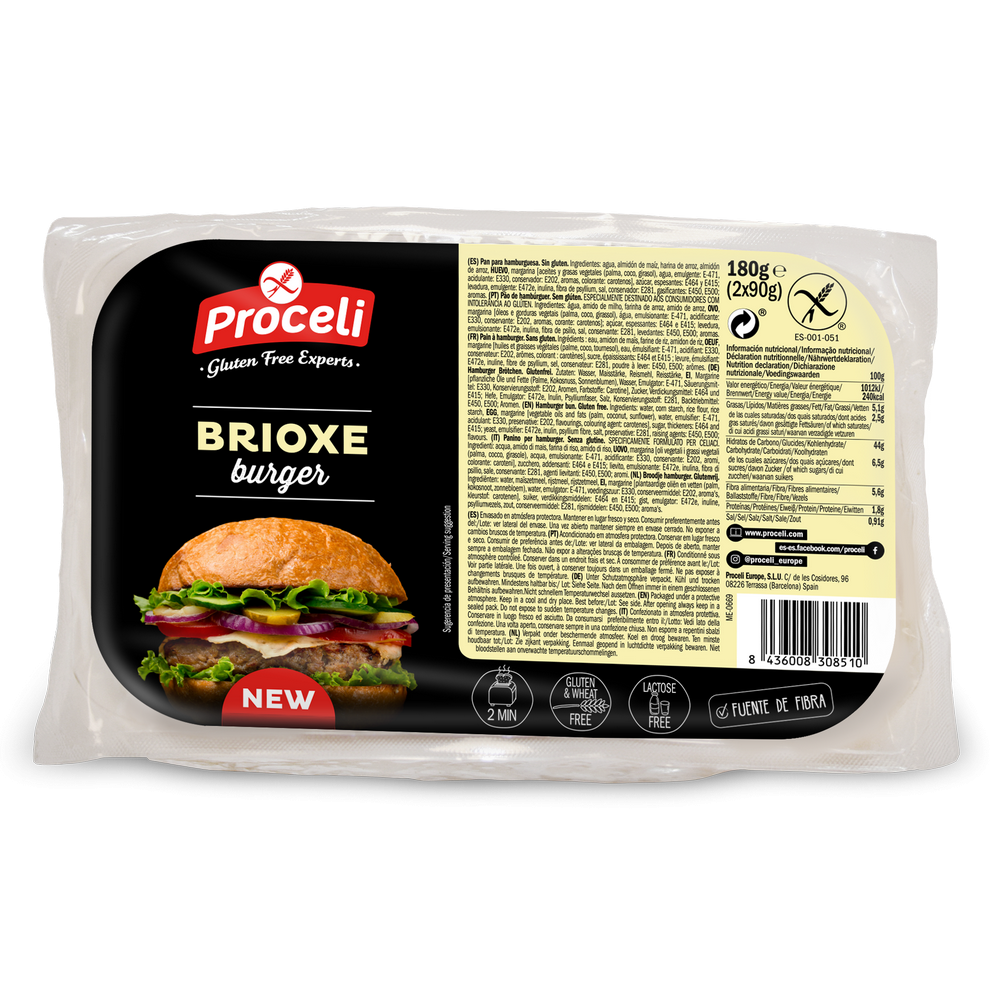 Burger Brioxe - Sin gluten 180 g (2x90) - Proceli