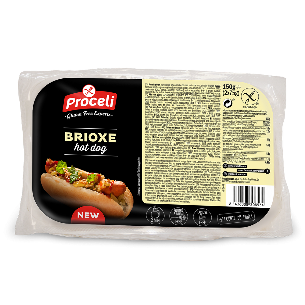 Hot Dog Brioxe - Sin gluten 150 g (2x75) - Proceli