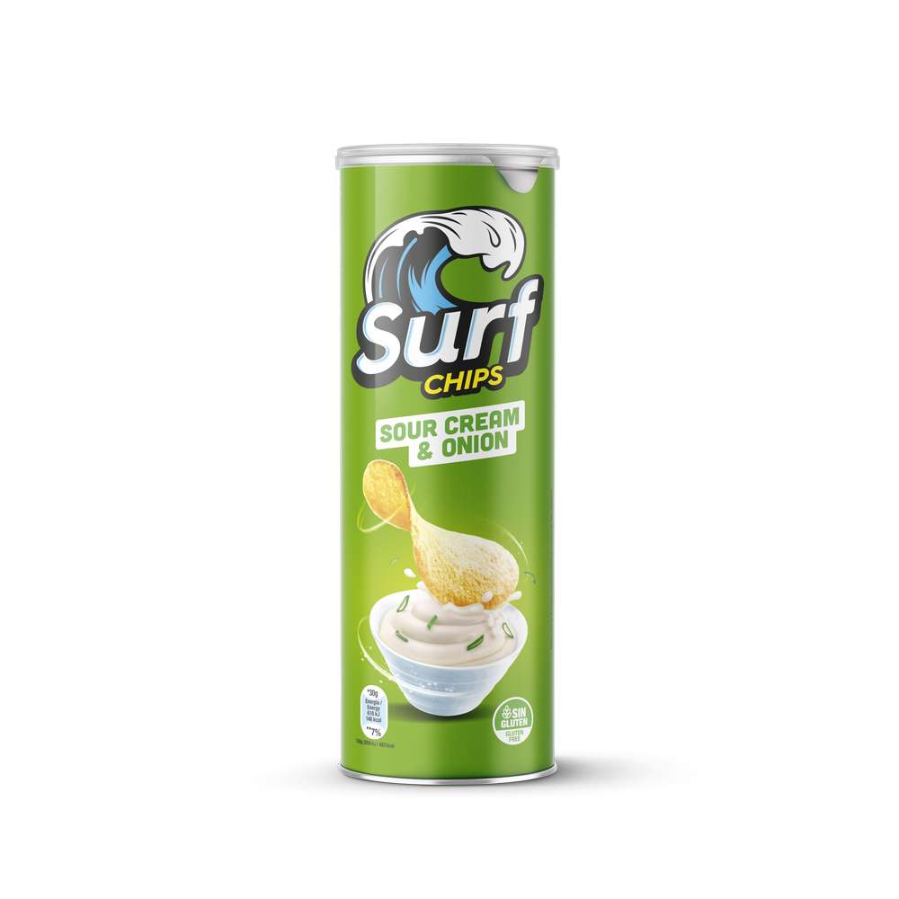 Patatas Sabor Sour Cream & Onion 160 g - Sin gluten  - Surf Chips